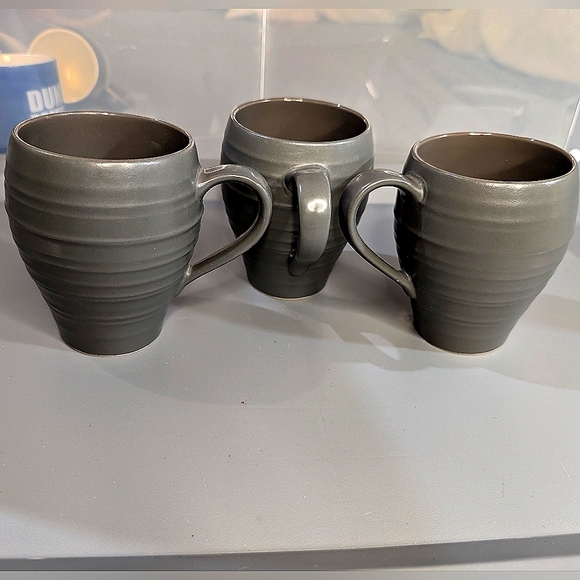 Mikasa‎ Swirl Graphite 3 ceramic 12oz coffee mugs - Picture 1 of 8